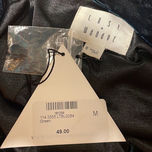 Brand new with Tags - Lost and Wander crushed green velvet tank in medium. - Picture 7 of 8